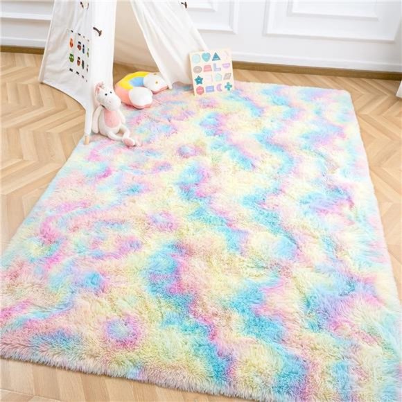 Other - Cute Fluffy Rainbow Area Rugs for Room Colorful Rugs Plush Carpets 3 x 5 Feet